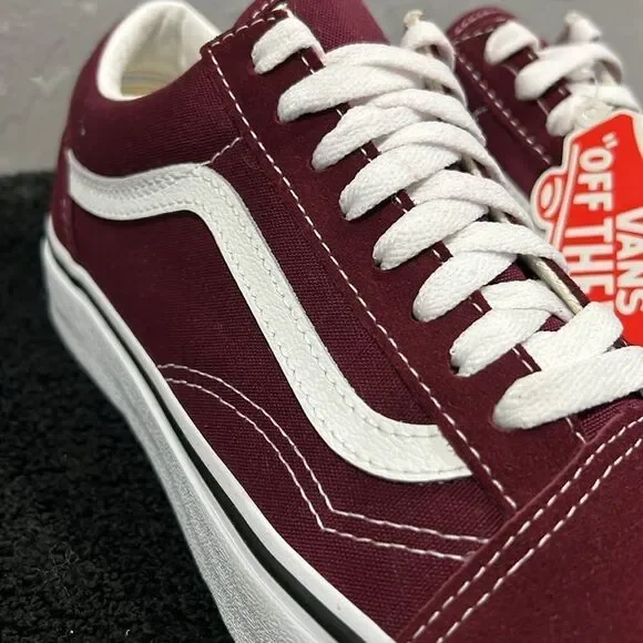🔥🔥 VANS OLD SKOOL Burgundy Suede Lace-Up Skateboard Sneakers Men Sz 9 - NEW